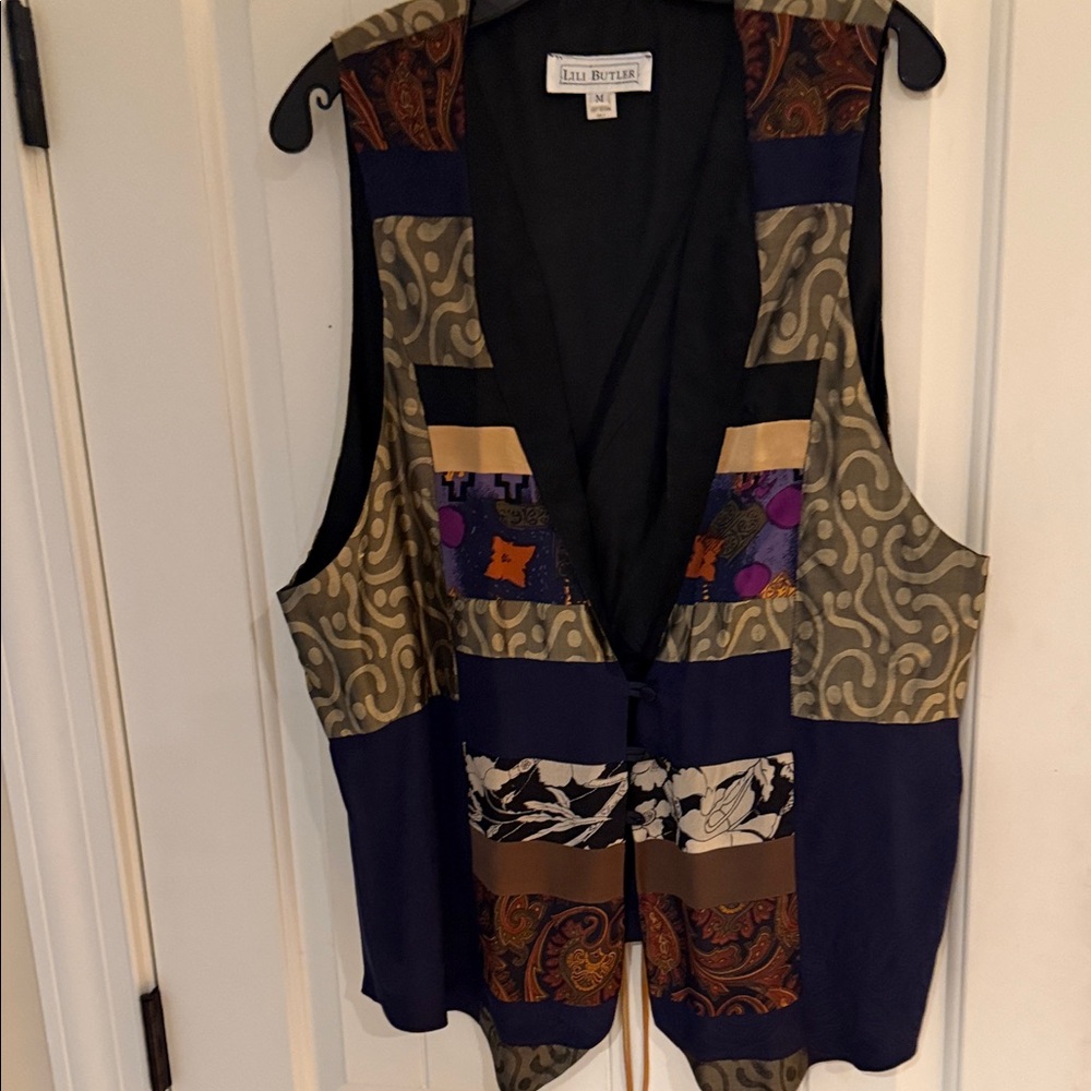 Boho 100% Silk Patchwork Vest in Size M